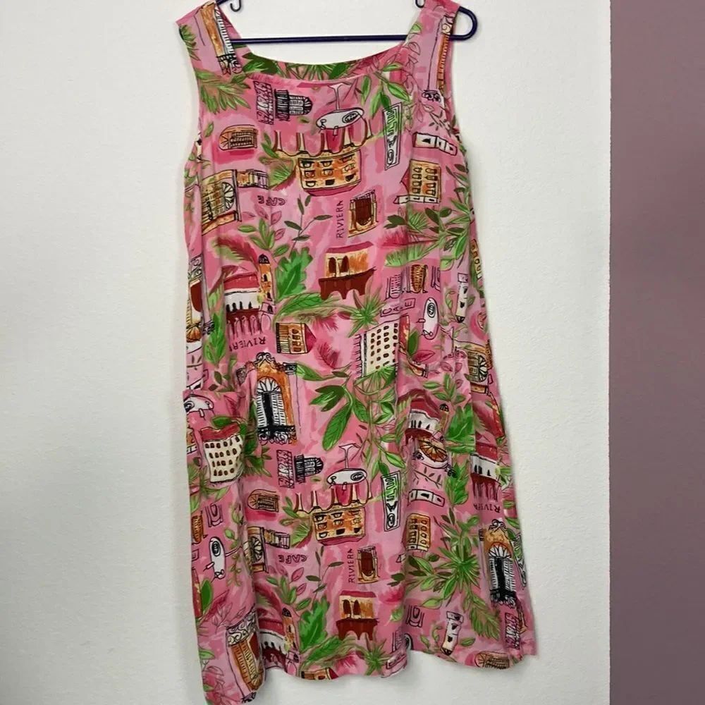 90s VTG boho Riviera dress w/ pockets  m/L